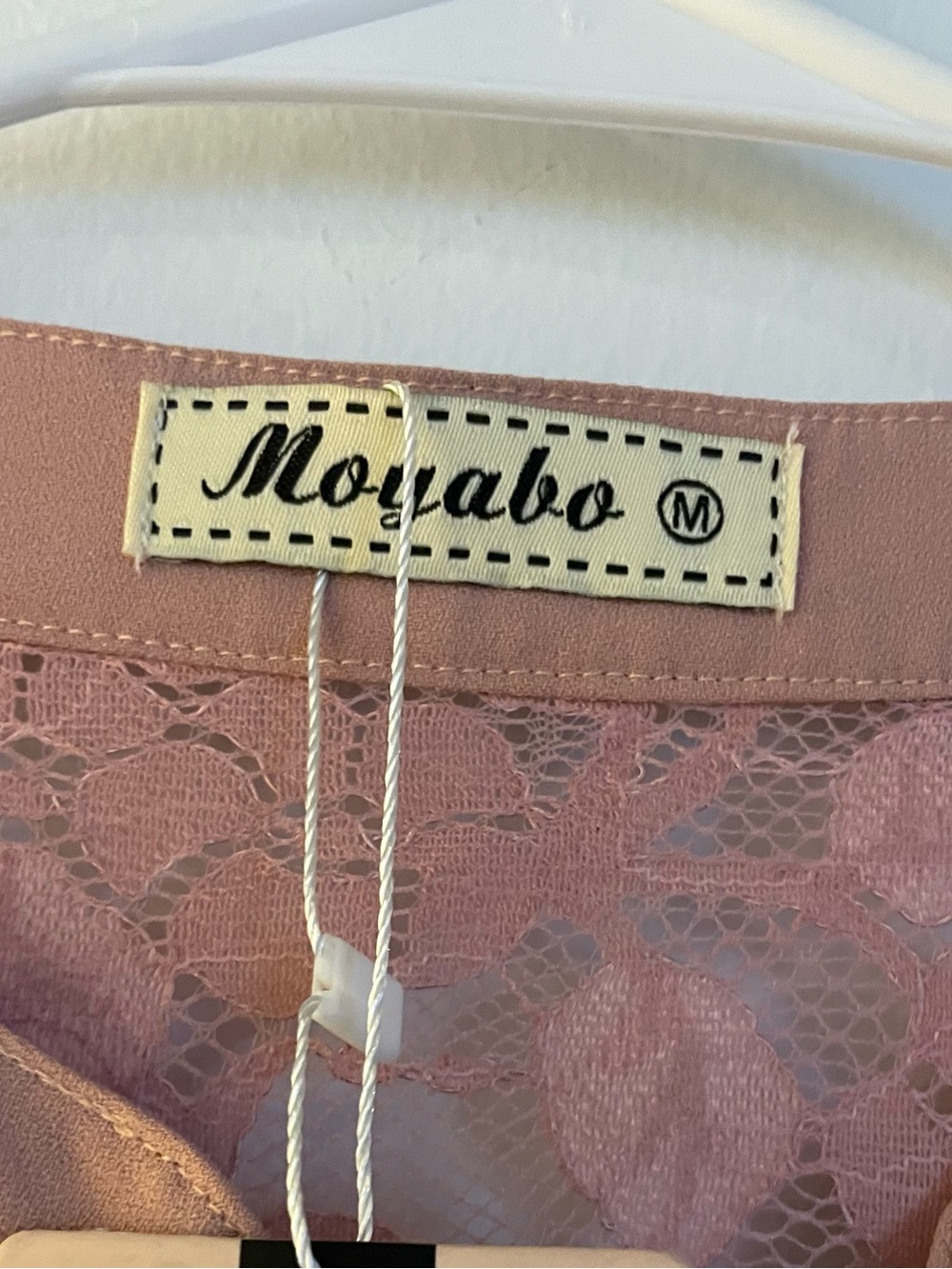 Mojabo Lace-Shoulder Half-Zip Long Sleeve Top - Dusty Rose - Picture 2 of 5